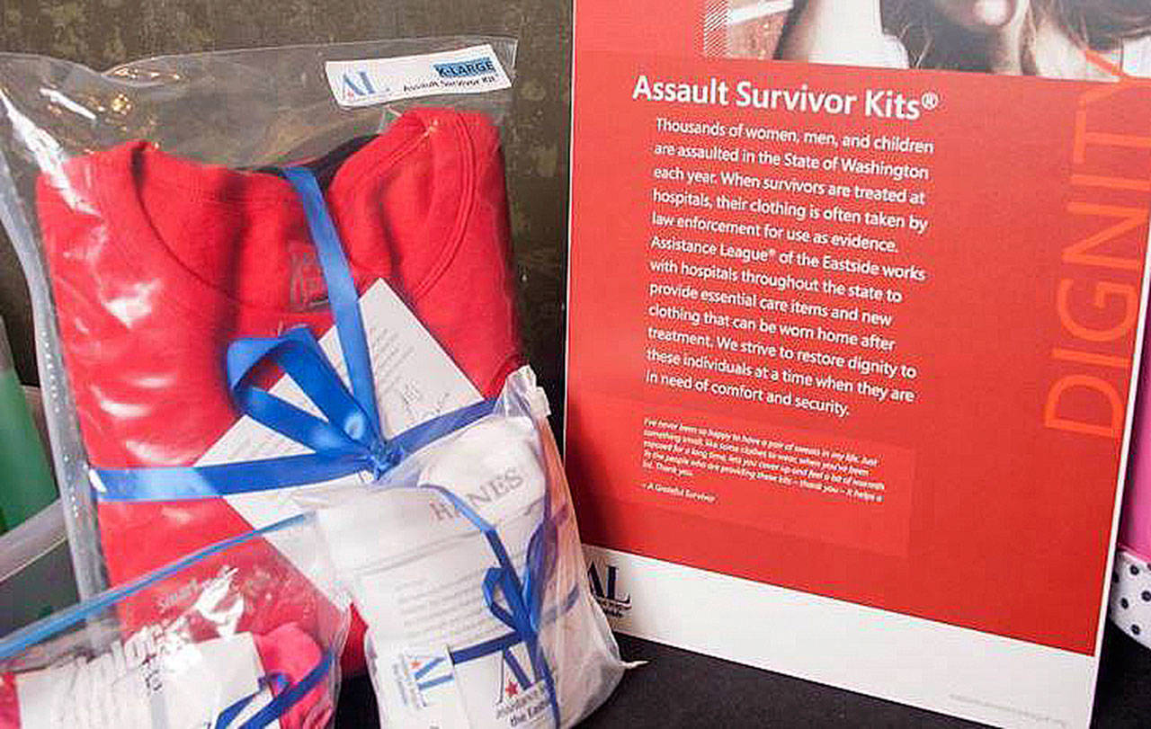 The Assault Survivor Kit comes with a sweat set, socks, underwear, toiletries and a nice message. Since 1997, the Assistance League of the Eastside has assisted 21,970 assault survivors through the Assault Survivor Kit program. Photo courtesy of Assistance League of the Eastside