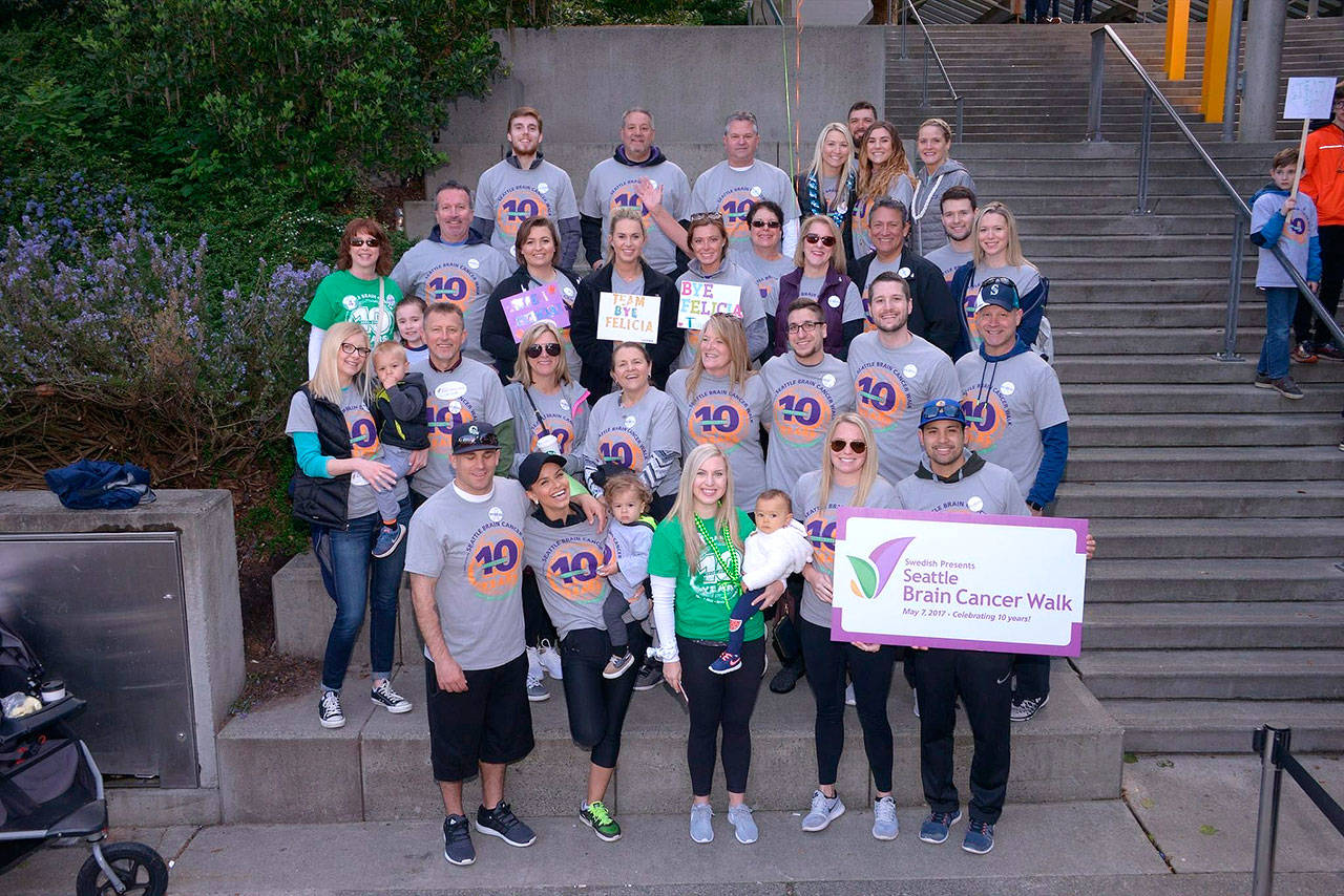Kelsey Spaty with her “Bye Felicia” team walking in the Seattle Brain Cancer Walk on May 6. Photo courtesy of Seattle Brain Cancer Walk