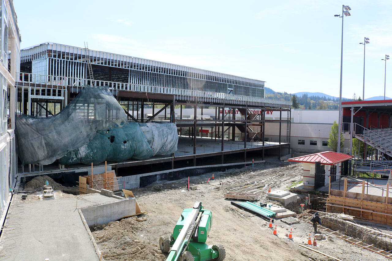 A view of the new gymnasium from the third floor of the freshman campus building. Evan Pappas/Staff Photo