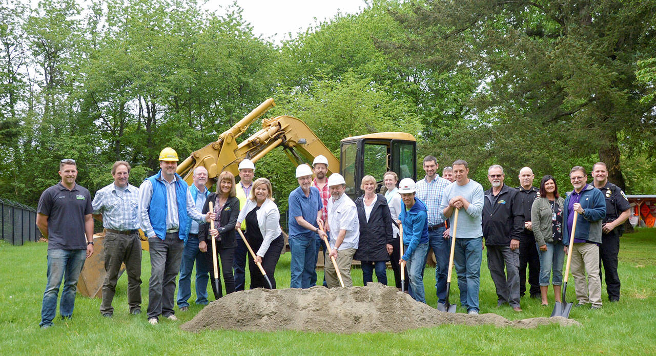 North Bend council members and staff gathered on Wednesday, May 15 for the official groundbreaking on the new city hall development project. Work will begin in Early June and the building is expected to be completed in one year. Photo courtesy of Mary Miller