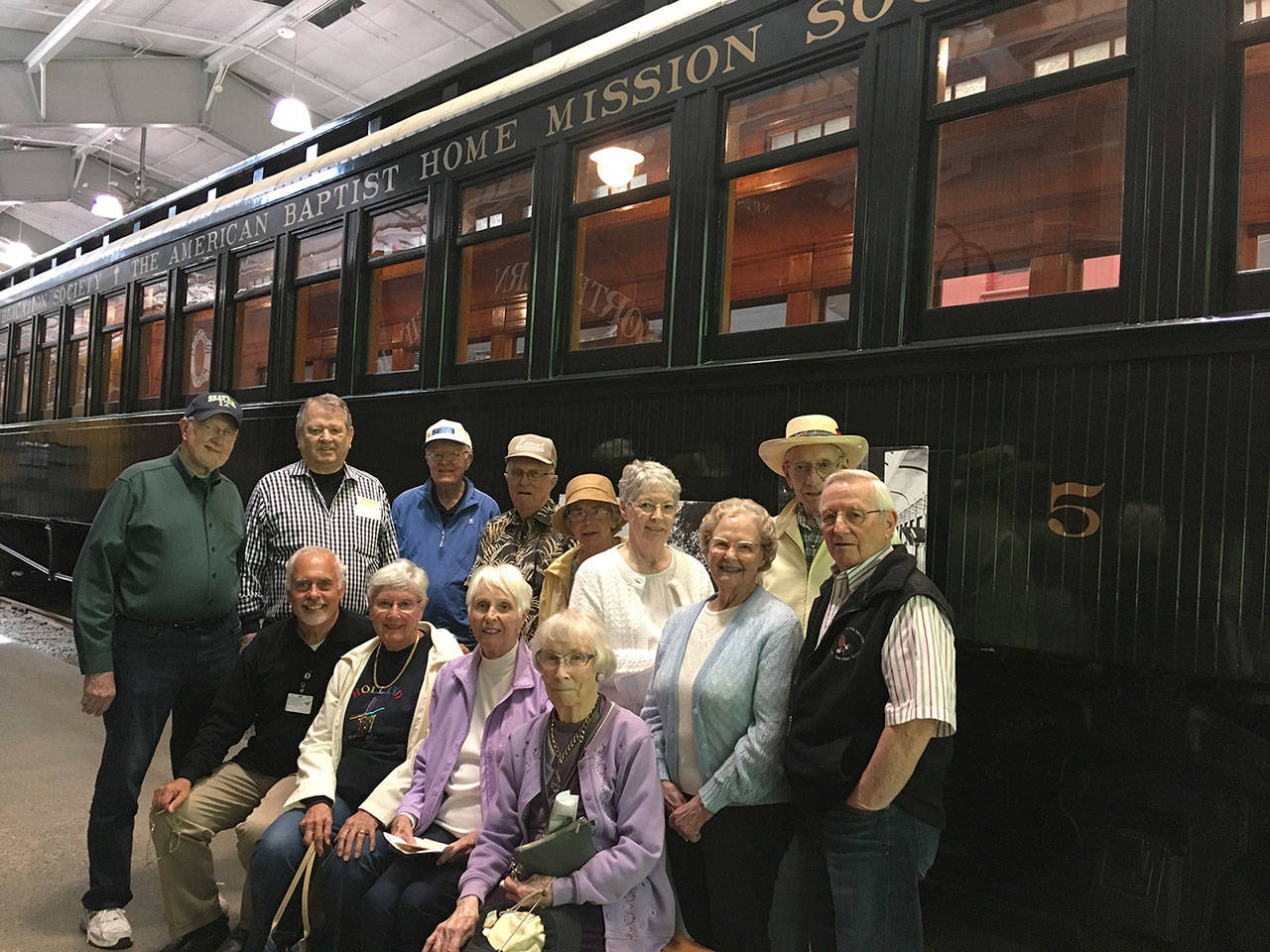 A dozen residents at Covenant Shores retirement community in Mercer Island went to the Northwest Railway History Center in Snoqualmie with their chaplain. Photo courtesy of Greg Asimakoupoulos