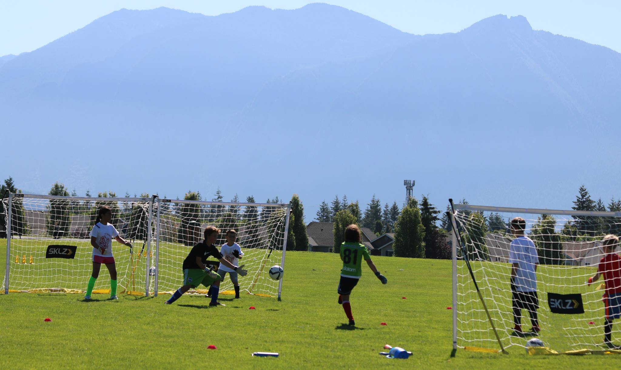 Campers practice their goalkeeping skills. Andy Nystrom / staff photo