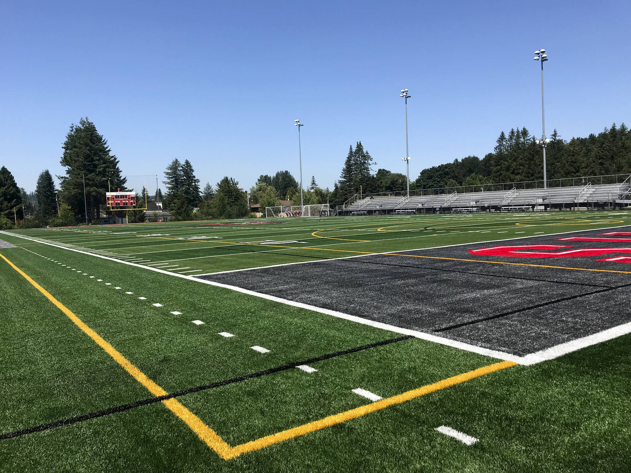 Shaun Scott, staff photo                                The Mount Si High School stadium field received a makeover this summer. New synthetic artifical turf was installed in mid-July. It was the first time the playing surface at Mount Si High School had been replaced since 2005.