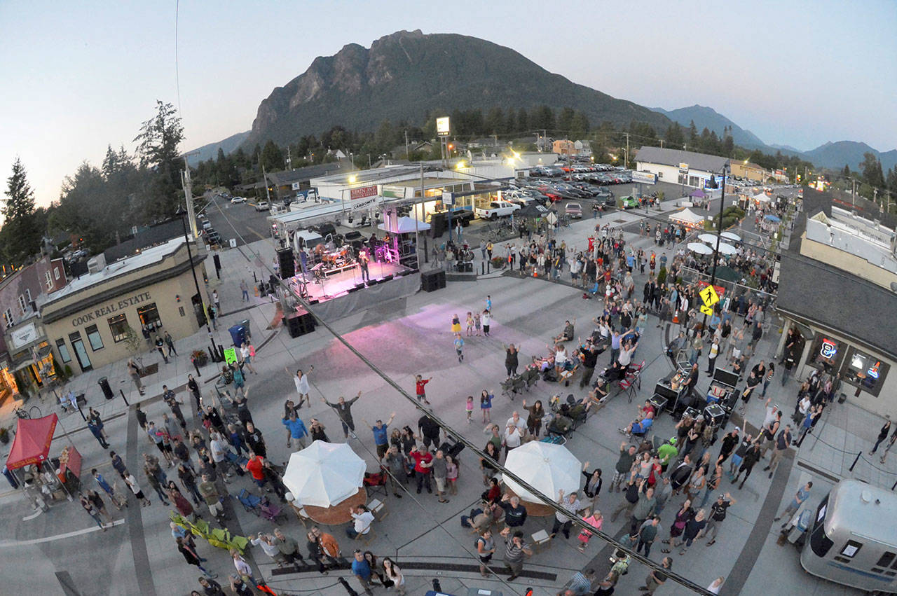 A bird’s eye view of the North Bend Block Party on Saturday evening. Photo courtesy of Mary Miller.