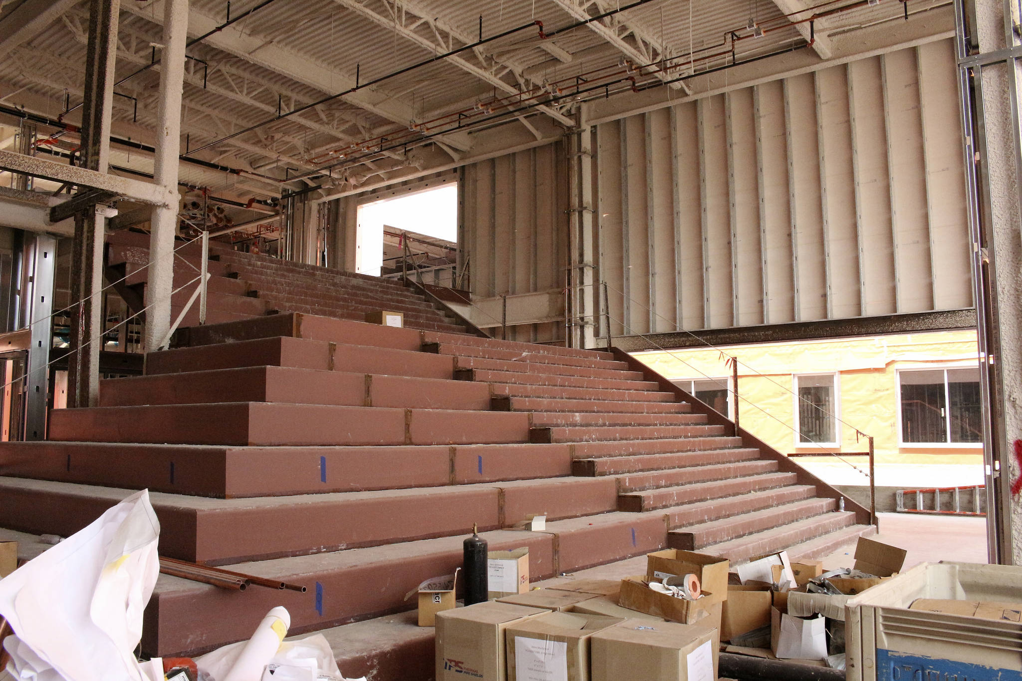 Cascading stairway in new school’s common area. Madison Miller/staff photo.