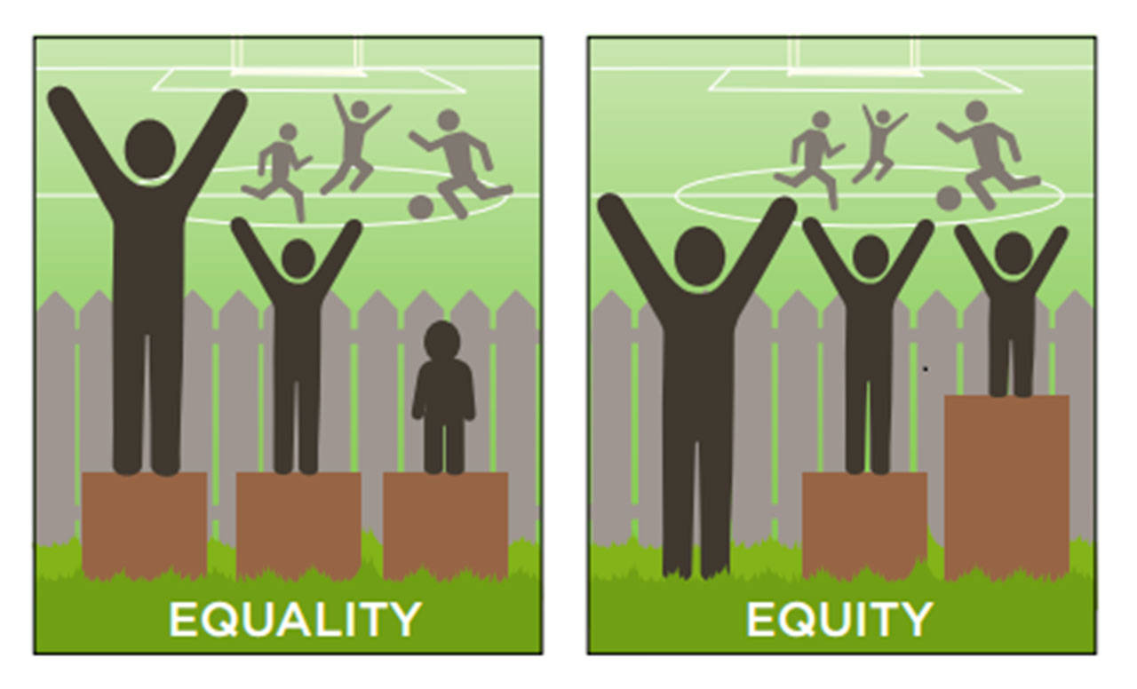 An illustration of the difference between equality and equity. Photo courtesy of King County