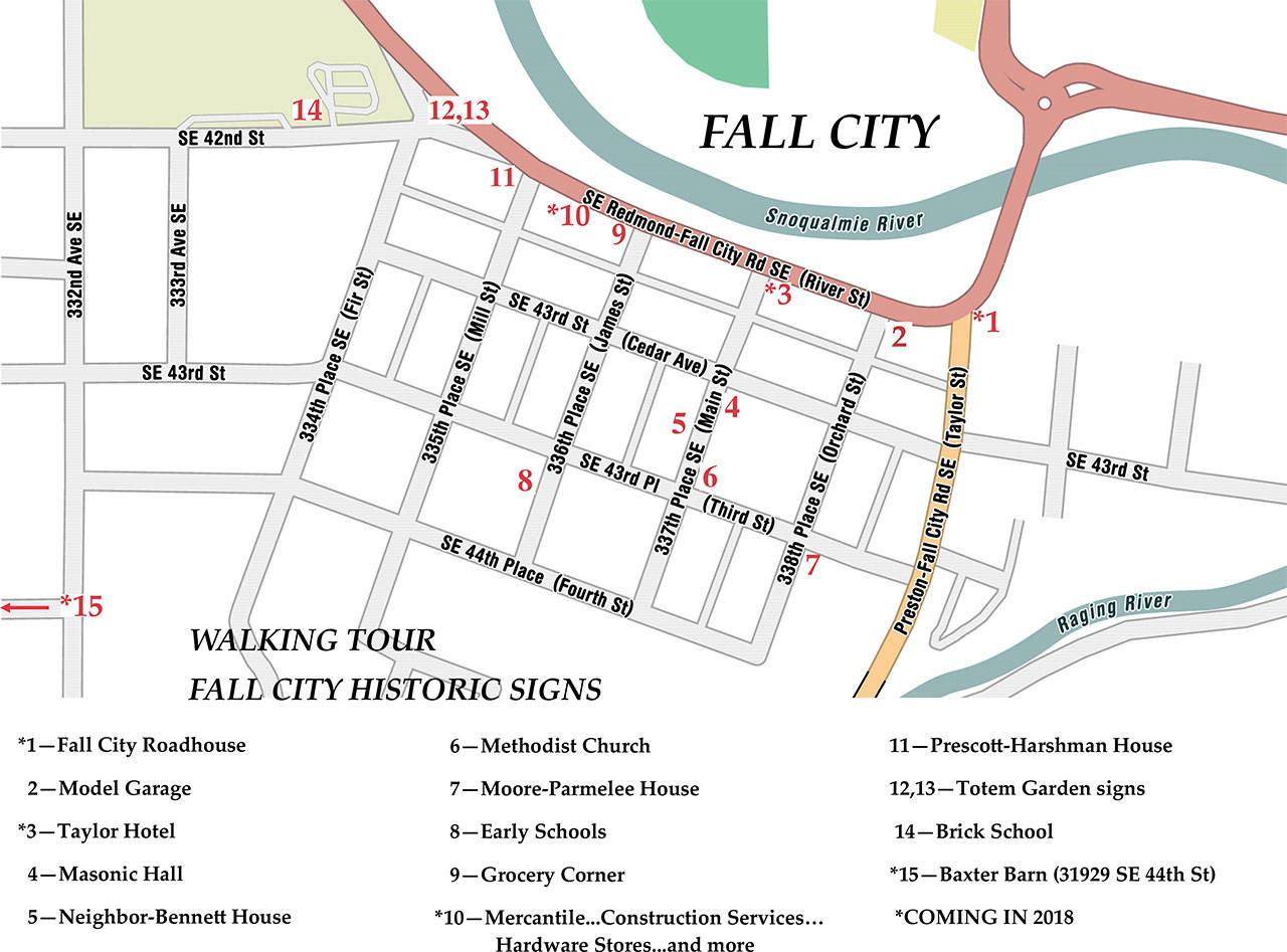 A map of all the historic signs around Fall City. Courtesy Image