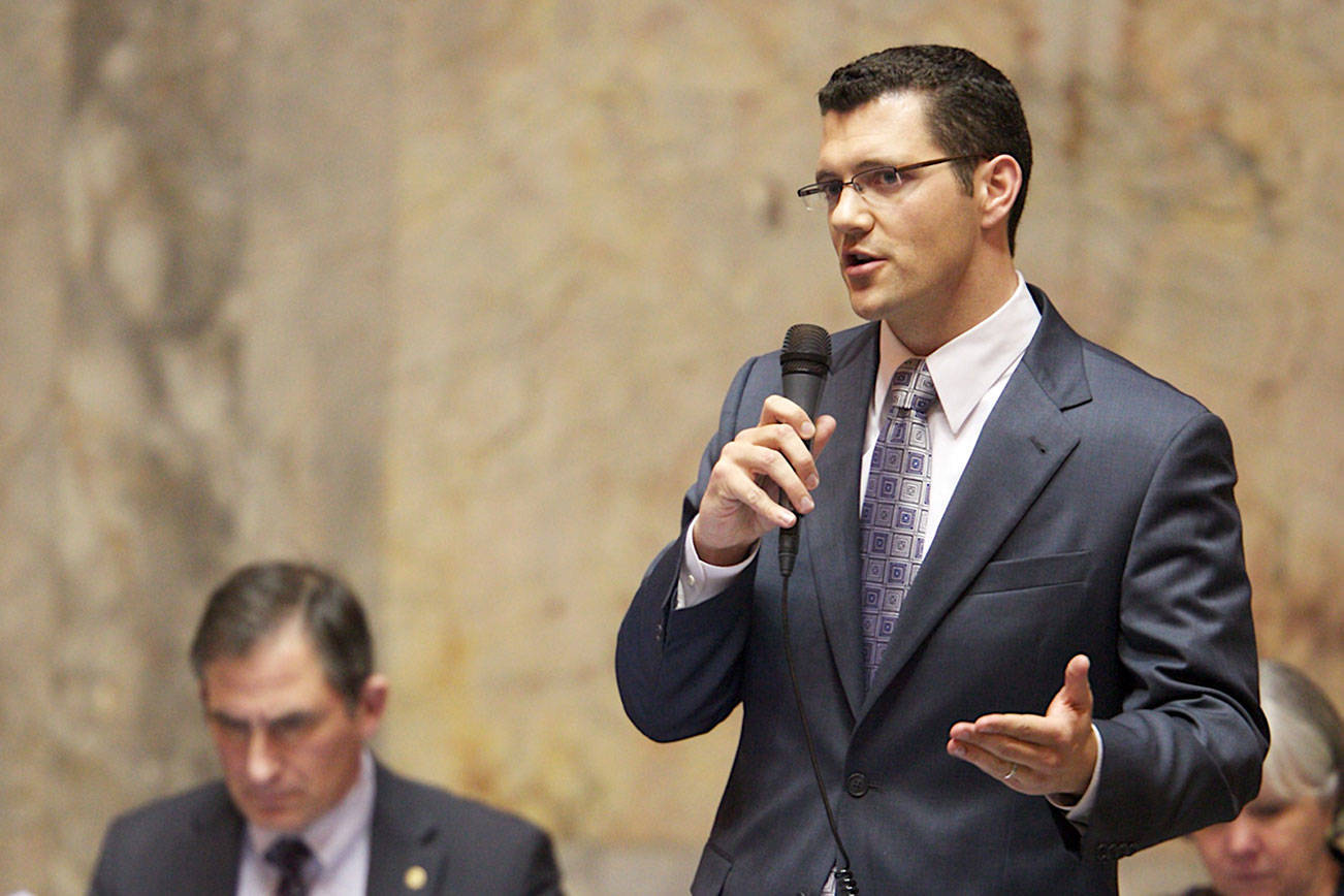 State Sen. Joe Fain, R-Auburn, speaks on the state Senate floor. FILE PHOTO