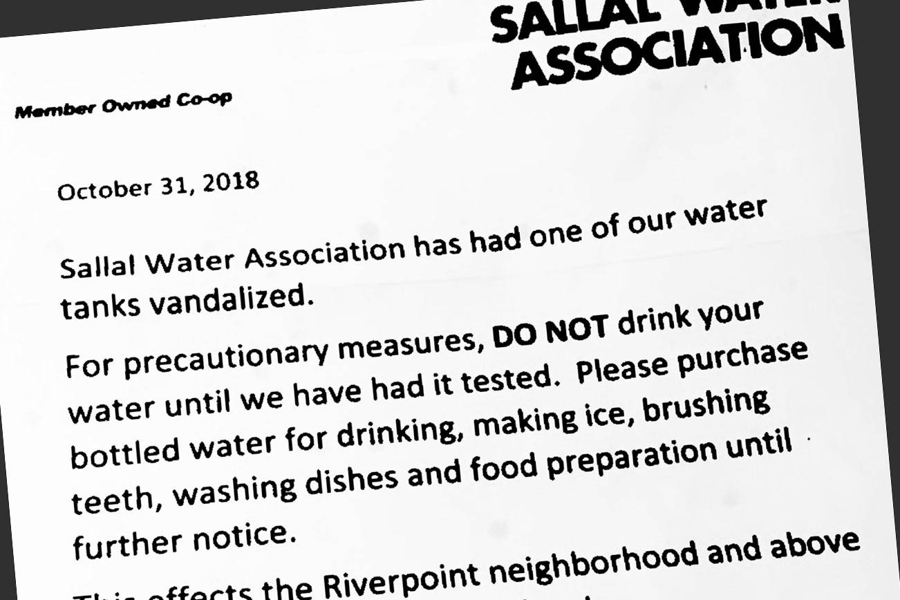 The Sallal Water Association, which serves the Riverpoint neighborhood, sent out a letter to the affected households on Oct. 31.