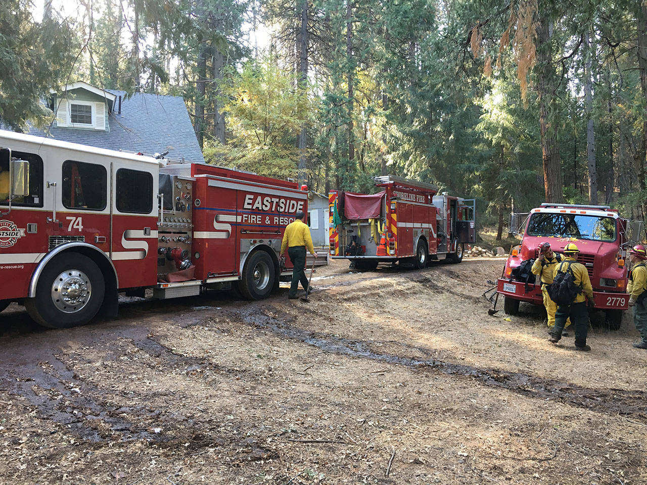 The Eastside strike team consisted of a dozen firefighters from local cities. They assisted with small brush fires and watched over a small community near Malibu as a fire raged on a nearby hillside. Photos courtesy of Jeff Storey and Dave McDaniel