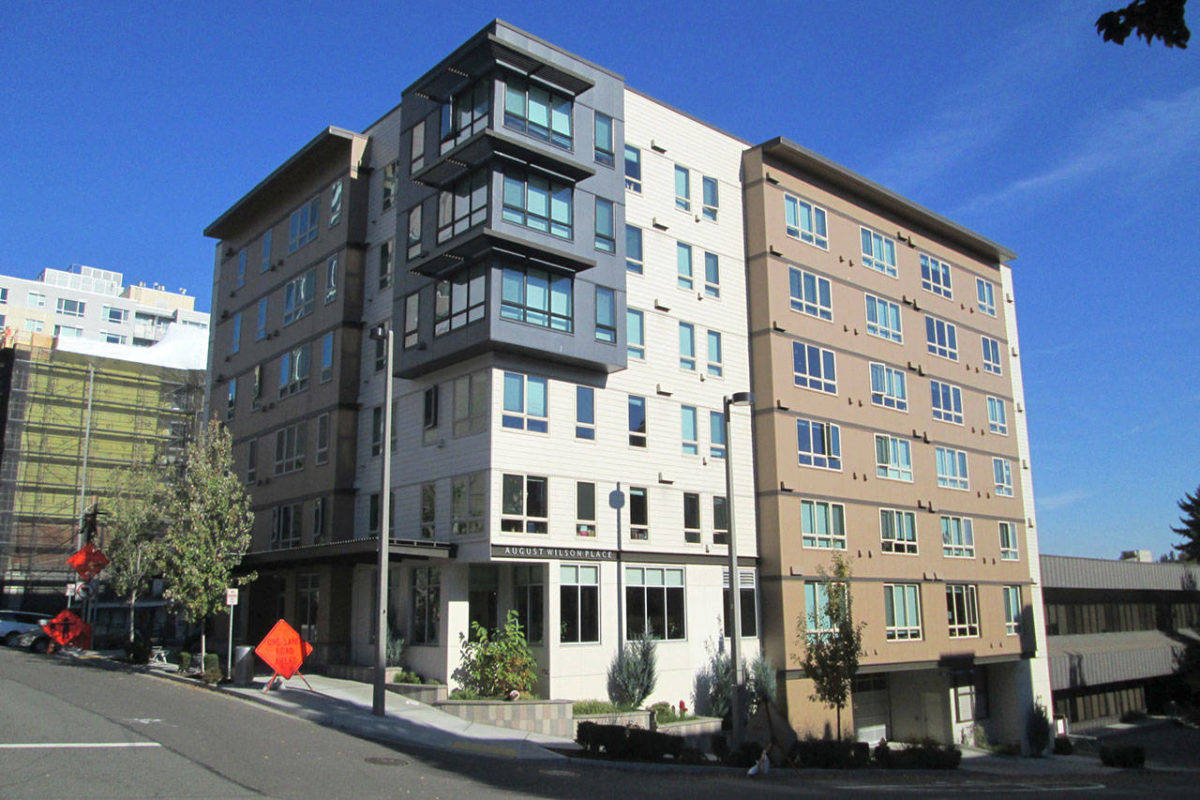Low Income Housing Institute’s 57-unit August Wilson Place apartments in downtown Bellevue includes affordable housing units for households at 30, 50 and 60 percent of the area median income. Photo courtesy of Low Income Housing Institute