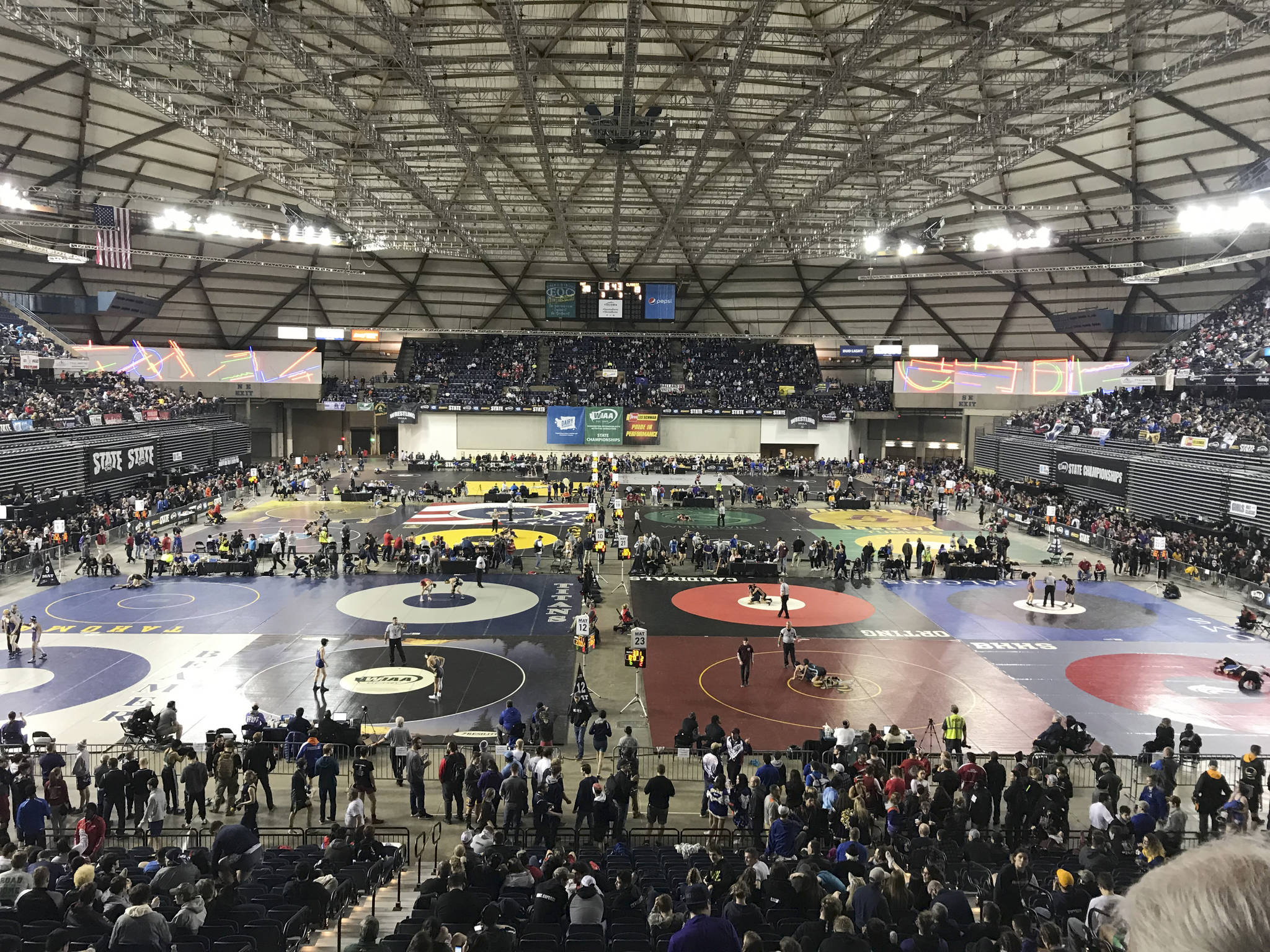A view from the bleachers at the Mat Classic state wrestling tournament on Feb. 15, 2019. Shaun Scott, staff photo