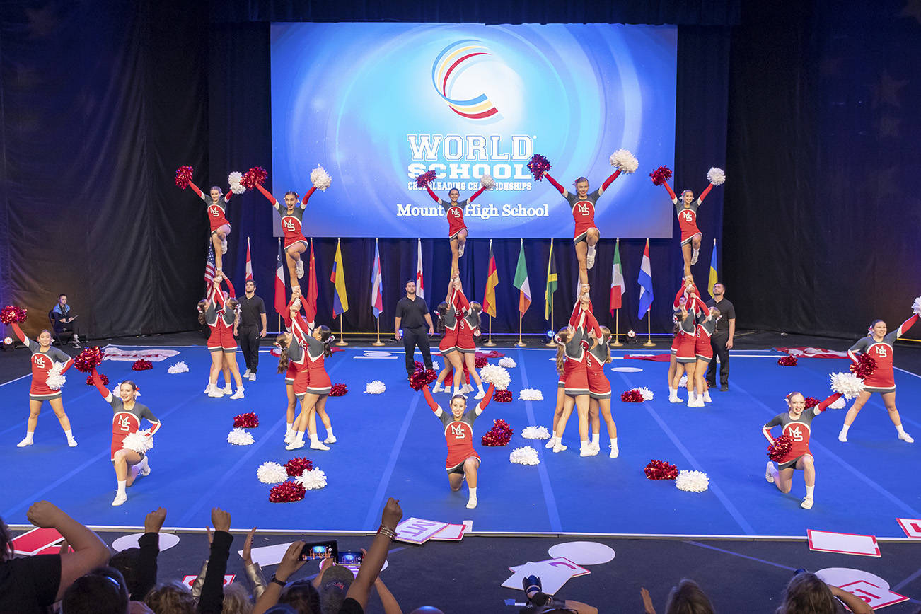 Mount Si High School Cheerleaders perform at the national championships in Orlando, Fla. Photo courtesy of Rex Lau