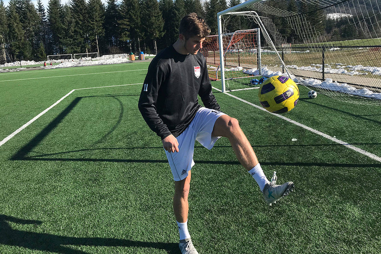 Mount Si Wildcats senior soccer player Drew Harris has returned to the Mount Si Wildcats high school soccer program after a two-year hiatus. Harris expects the Wildcats to make a deep run in the postseason this spring. Shaun Scott, staff photo