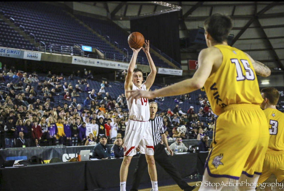 Mount Si Wildcats senior boys basketball player Brett Williams (pictured) in the Class 4A quarterfinals against the Puyallup Vikings will continue his basketball career at Pacific Lutheran University. Photo courtesy of Don Borin/Stop Action Photography