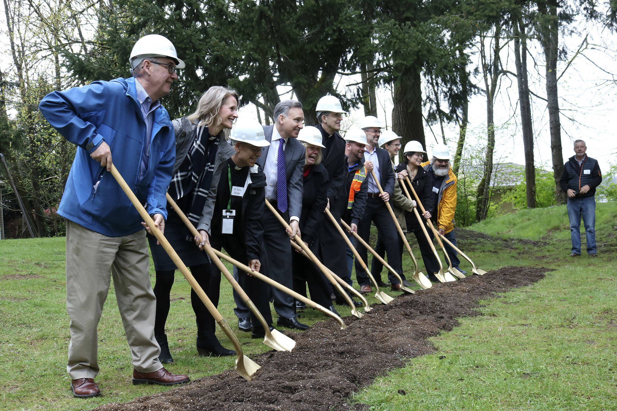 Kailan Manandic/staff photo                                Officials break ground outside Salt House Church for the Eastside’s first permanent women and family shelter. Workers hope to complete construction in 2020.