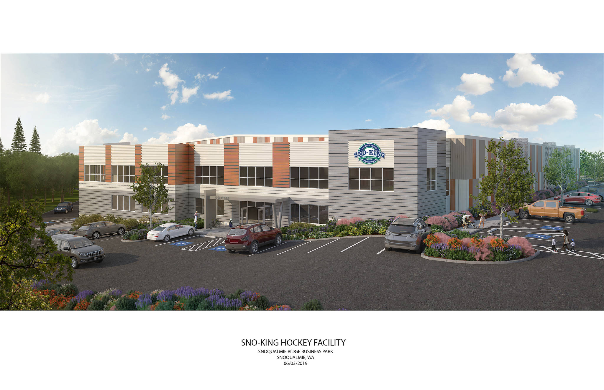 Sno-King exterior rendering for its future Snoqualmie arena. Courtesy graphic