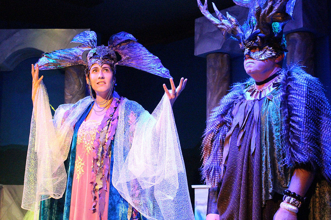 Madison Miller / staff photo                                Kathryn Stahl (Titania) and Jim Snyder (Oberon) rehearse their lines for the upcoming VCS production of “A Midsummer Night’s Dream.”
