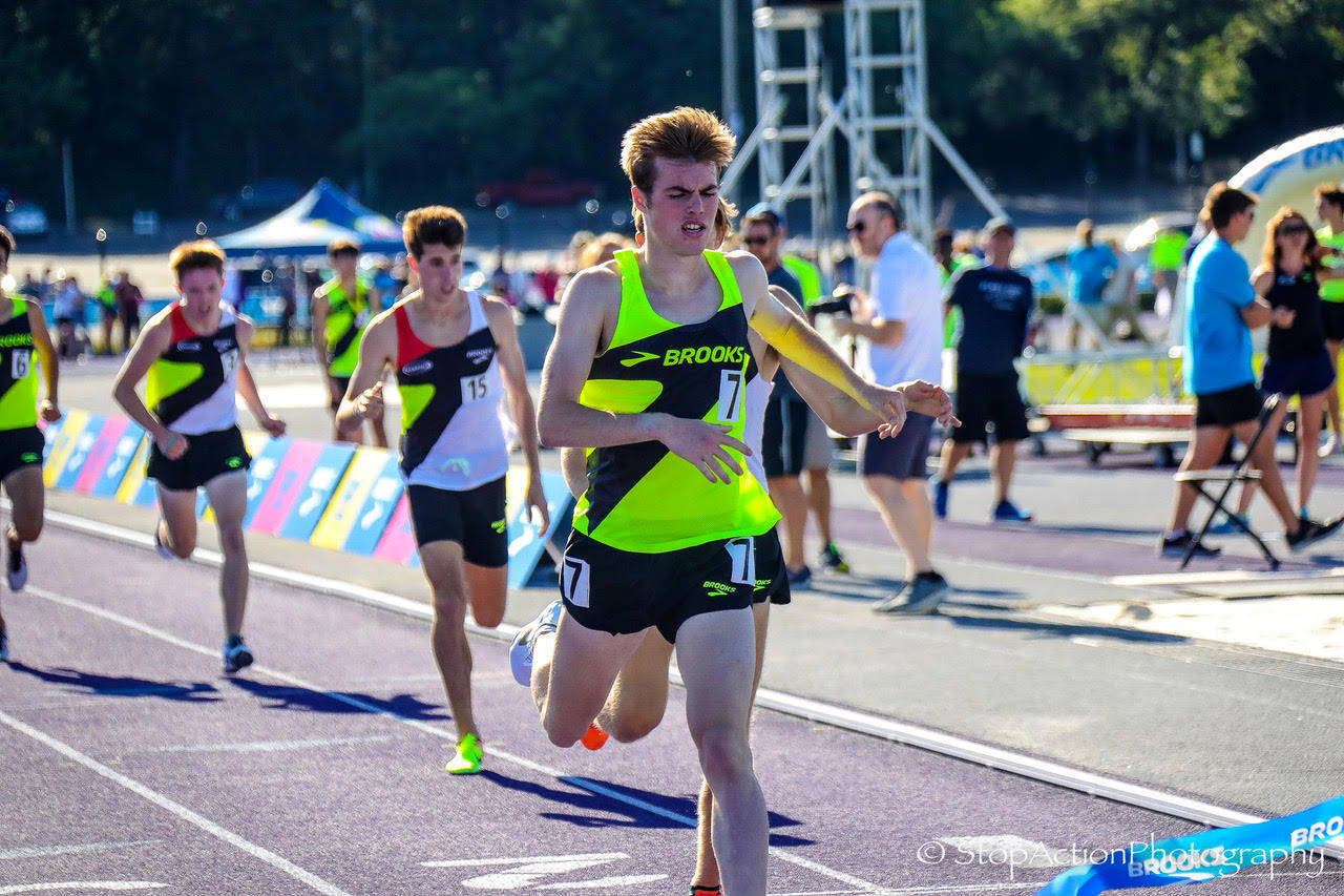 Mount Si High School 2019 graduate Joe Waskom (pictured) earned second place in the 1-mile run at the 2019 Brooks PR Invitational in Seattle on June 15. Photo courtesy of Don Borin/Stop Action Photography