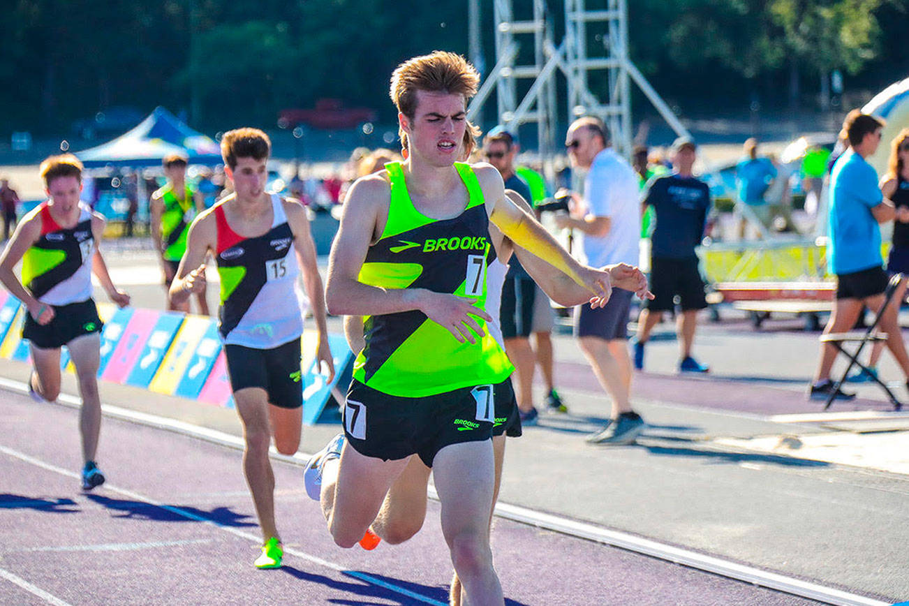 Mount Si High School 2019 graduate Joe Waskom (pictured) earned second place in the 1-mile run at the 2019 Brooks PR Invitational in Seattle on June 15. Photo courtesy of Don Borin/Stop Action Photography