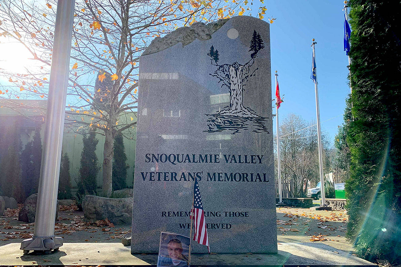 The Snoqualmie Valley Veterans Memorial recognizes all veterans from the Valley. Natalie DeFord/staff photo
