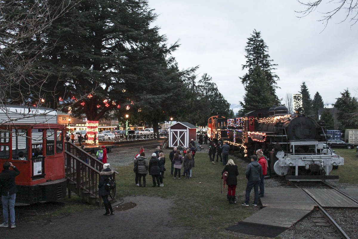 The Snoqualmie Depot in downtown Snoqualmie during the Santa Train event. Natalie DeFord/staff photo