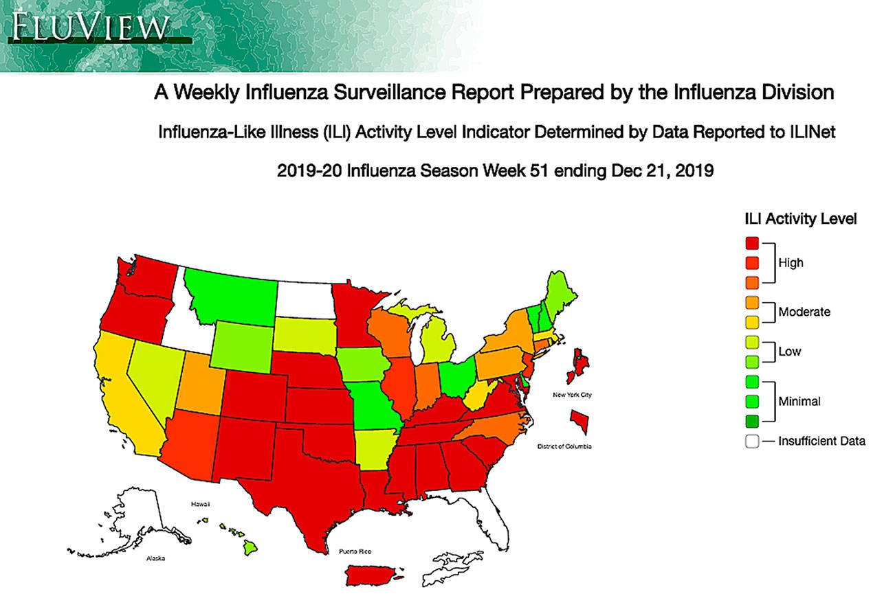 A weekly influenza surveillance report prepared by the influenza division by the CDC. Photo courtesy of CDC.