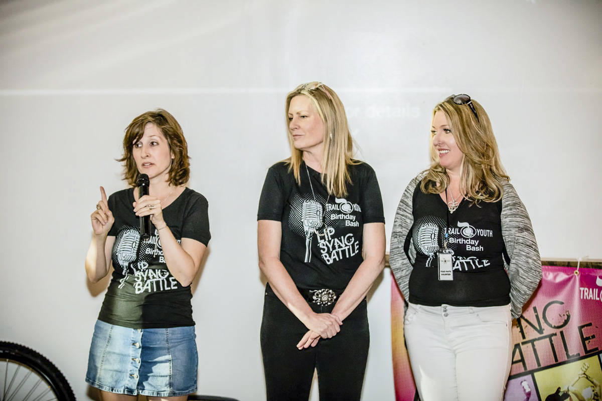 From left, Kristen Zuray, Wendy Laxton and Tonya Guinn speak at Trail Youth’s 2019 birthday celebration fundraiser. This year their annual event is a banquet scheduled for April 4. Courtesy photo