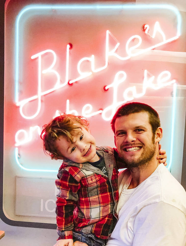 Courtesy photo. Scott Brittain and his son Ryker at Blake’s Pizzeria in Carnation (before state regulations for COVID-19 mandated restaurants switch to takeout only). Scott has been a customer since he was a kid, and now he and his family are still regulars.
