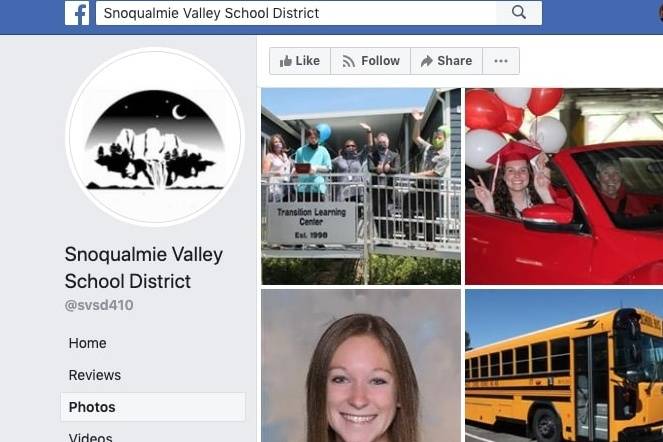 Screenshot of Snoqualmie Valley School District’s Facebook page.