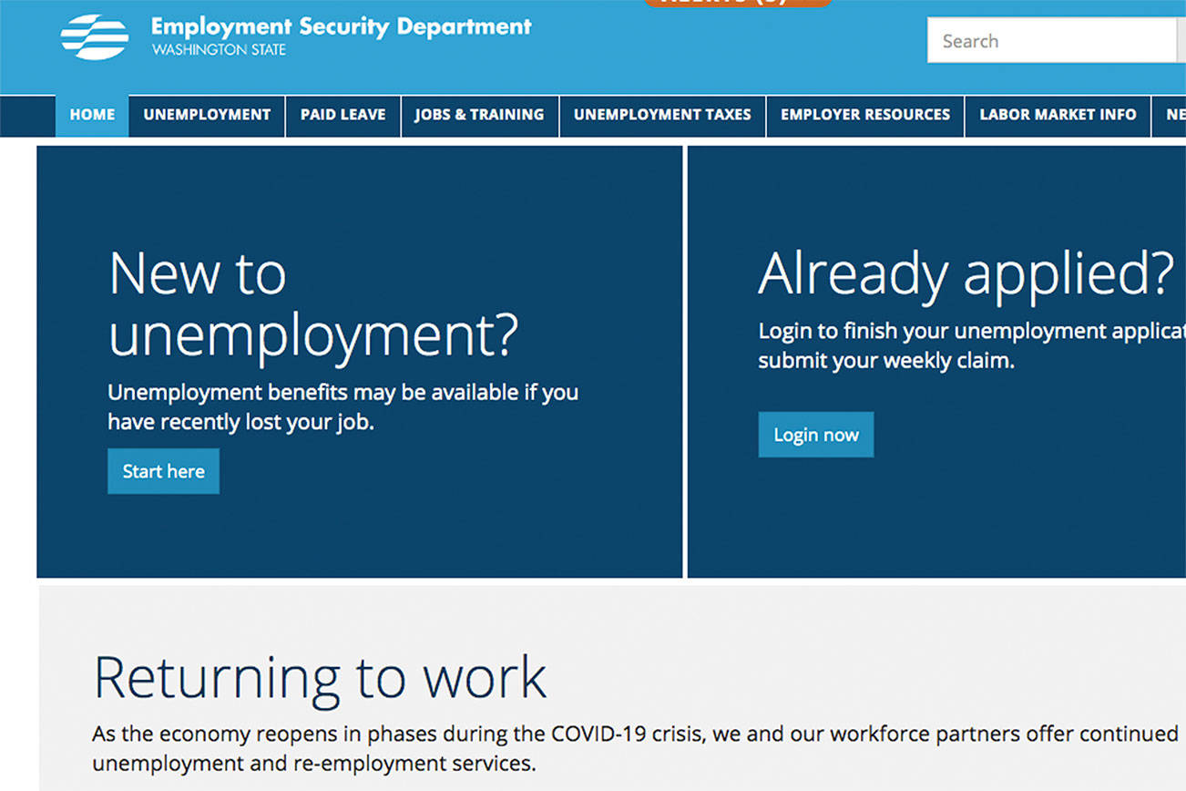 Screenshot from the state Employment Security Department’s website at esd.wa.gov.
