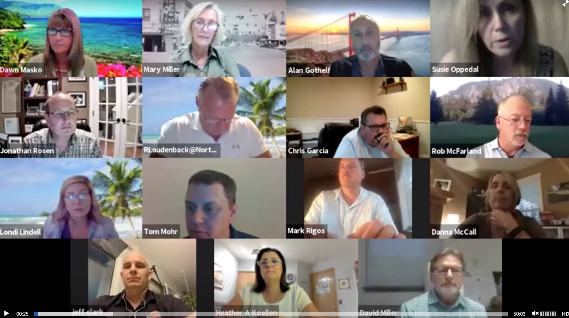 Screenshot from a recent North Bend City Council virtual meeting.