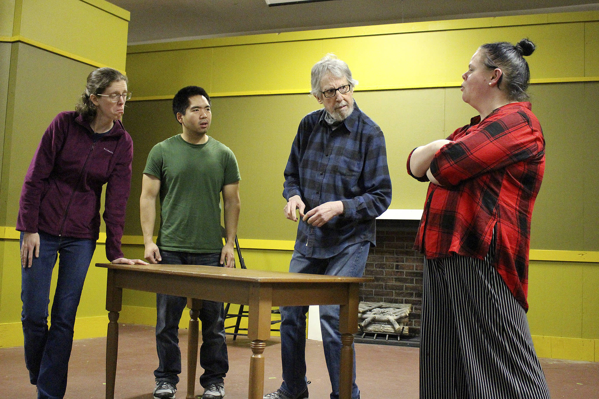File photoIn this November 2019 photo, Lucy Adams, Tim Takechi, Craig Ewing and Renee Lystad rehearse for VCS’s production of “A Christmas Carol.”