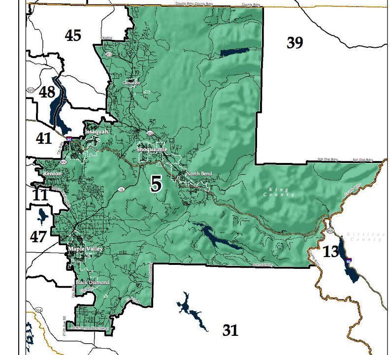The 5th Legislative District includes Snoqualmie, North Bend, Issaquah, Renton and Maple Valley. Courtesy image