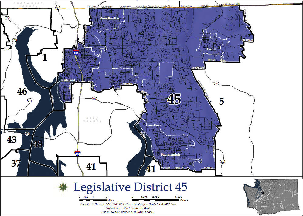 Map of 45th Legislative District.