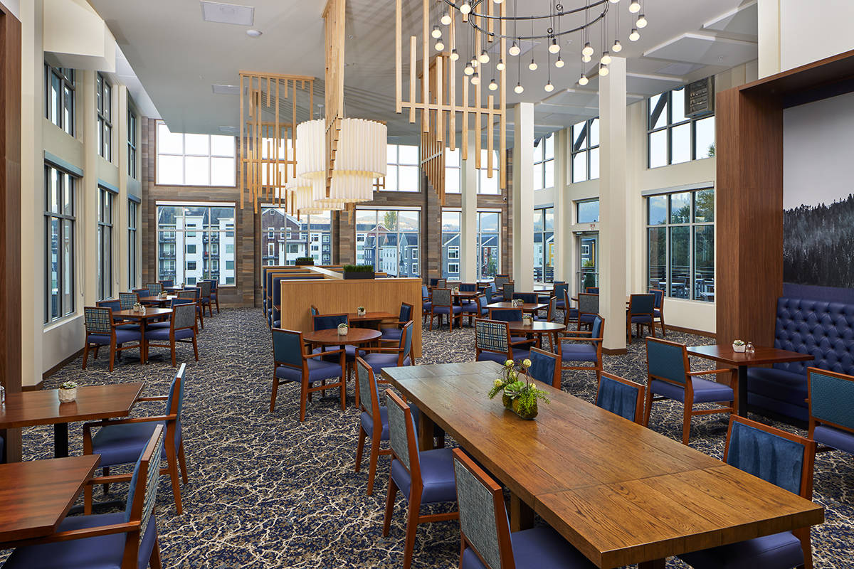 At Revel Issaquah, residents will enjoy made-to-order meals in the modern American restaurant Ovation, The Social Club and in their own apartment homes. (Photo: Aaron Locke)