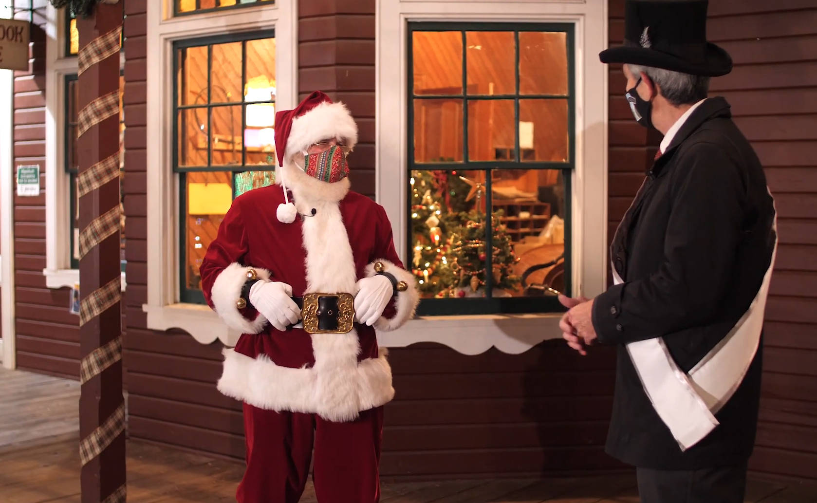 Screenshot of Snoqualmie Mayor Matt Larson and Santa Claus.