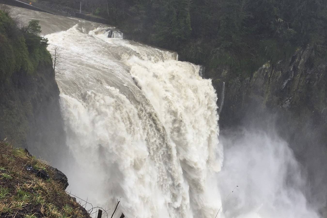 The Snoqualmie Falls ran heavy with flood water on Feb. 7. William Shaw/staff photo