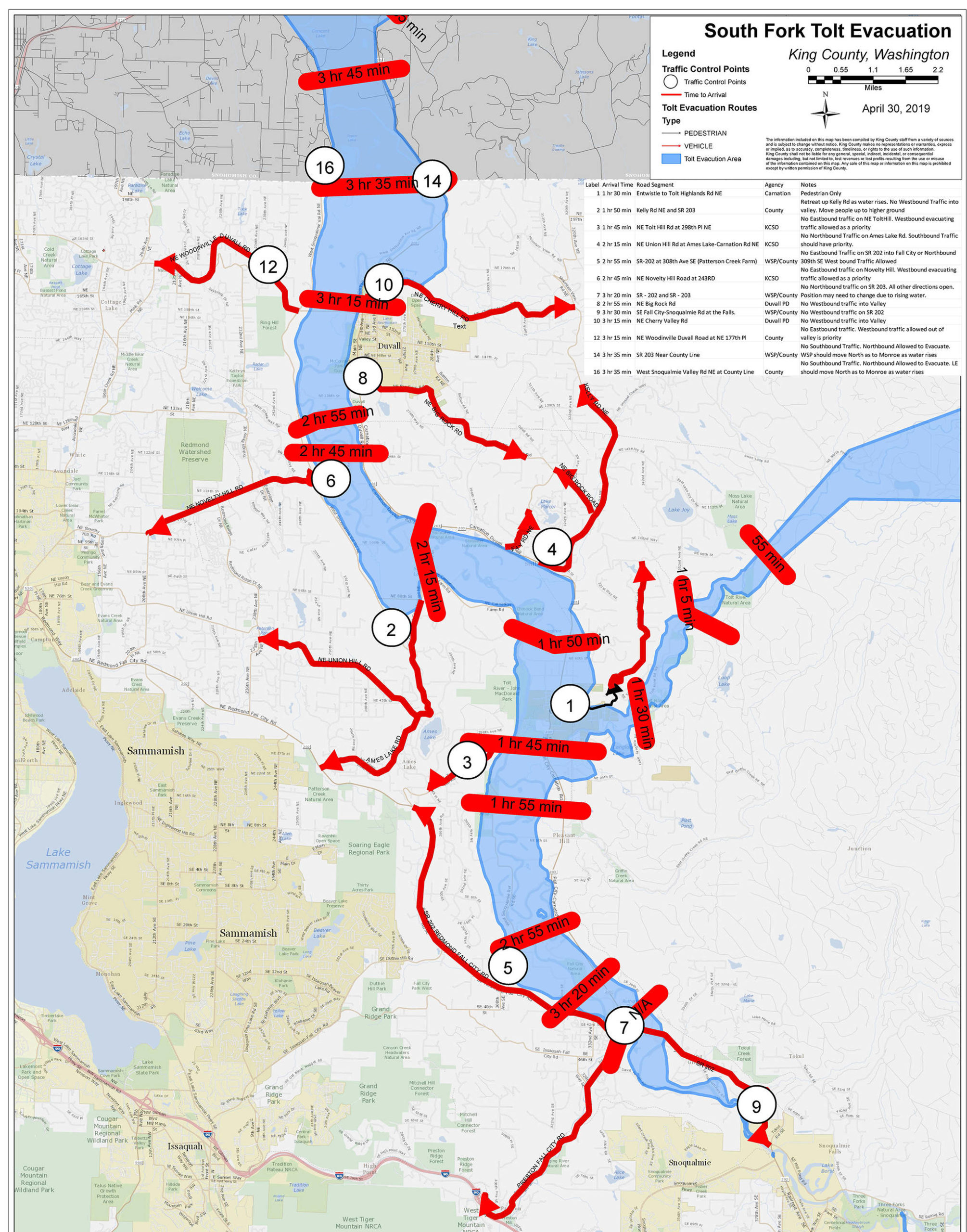 A inundation map outlining areas of King County which are likely to flood if the Tolt River Dam fails. This map was obtained through a records request made by the Snoqualmie Valley Record to Seattle Public Utilities.