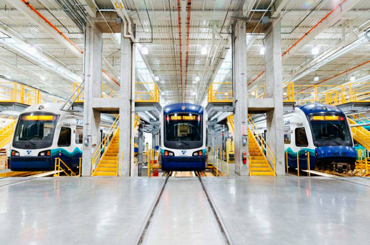 The inside of Sound Transit’s light rail Operations and Maintenance Facility in South Seattle. COURTESY PHOTO, Sound Transit