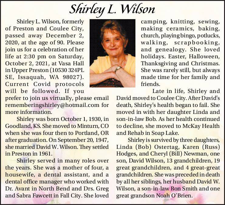 Shirley L. Wilson | Obituary