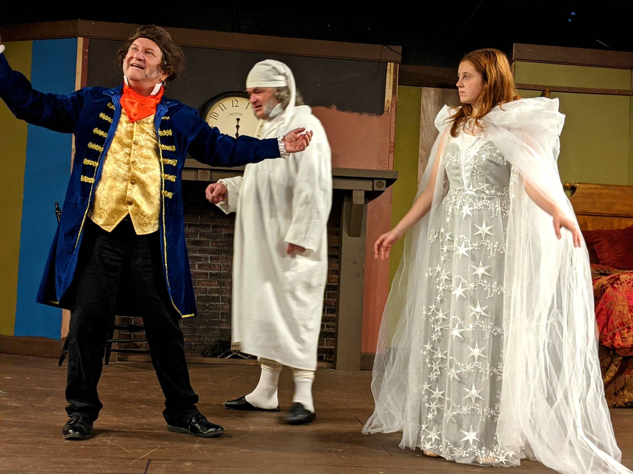 Performers at North Bend’s Valley Center Stage rehearse “A Christmas Carol.” Photo by Conor Wilson/Valley Record