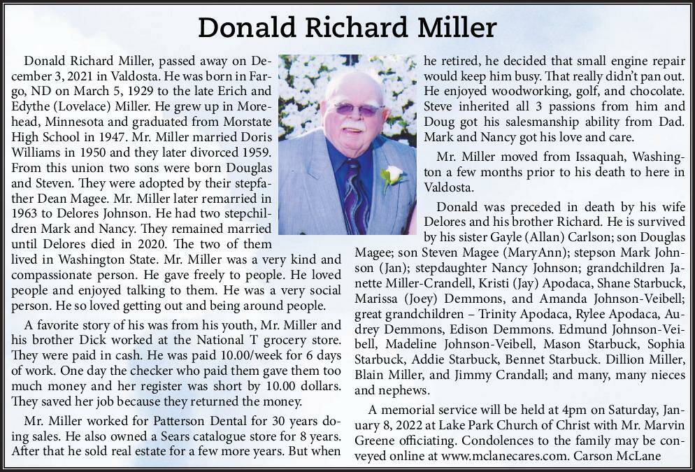 Donald Richard Miller | Obituary