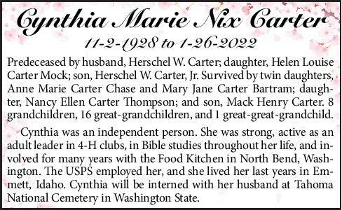Cynthia Marie Nix Carter | Obituary