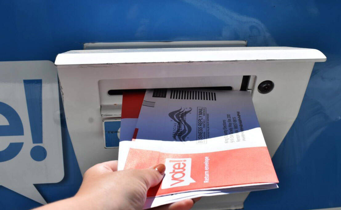 A King County Elections ballot drop box.