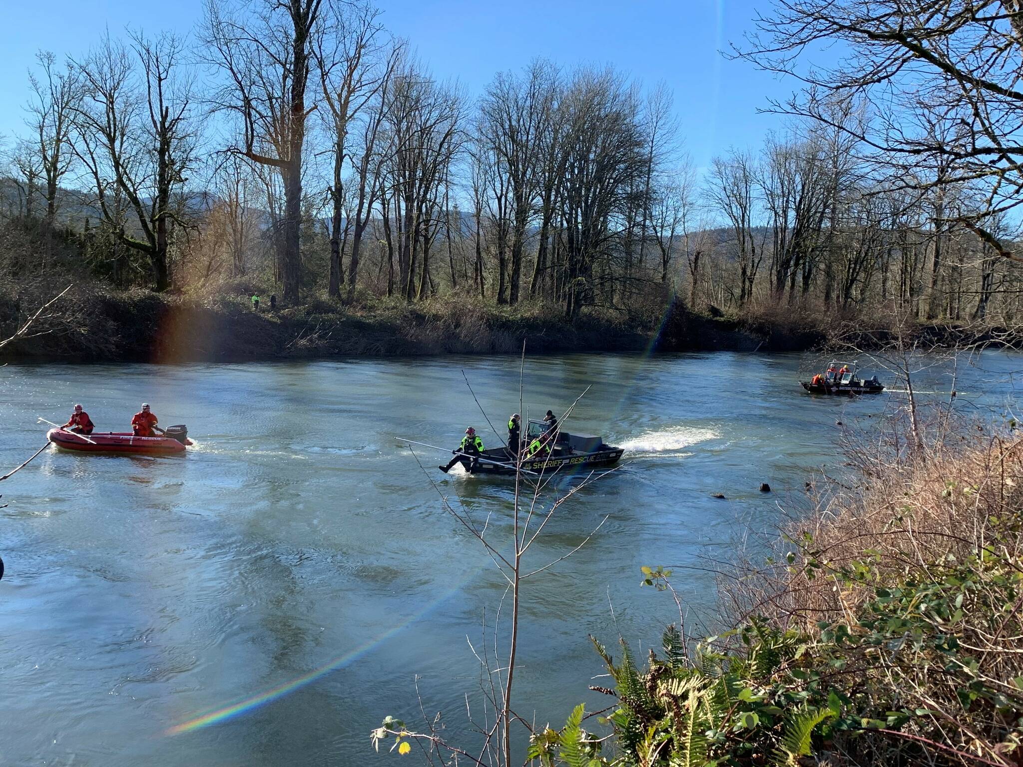 Search and Rescue Crews look for car crash victims along Snoqualmie River near Fall City. File Photo courtesy of Washington State Patrol.