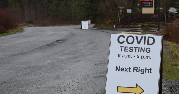 A COVID-19 testing sign outside Snoqualmie Valley Hospital. Photo Conor Wilson/Valley Record