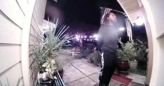 Screenshot of video obtained by Redmond police shows Richard Sherman trying to break into the Redmond home of his in-laws.