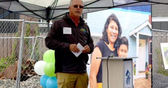 North Bend Mayor Rob McFarland gives a speech at the Habitat for Humanity groundbreaking Sept. 28 in North Bend. Photo by Conor Wilson/Valley Record