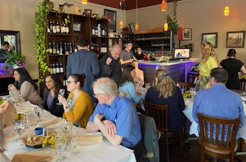 Photo by William Shaw/Valley Record
Customers eat at Francesco Ristorante Italiano in Snoqualmie on March 24, with proceeds going to Operation Palyanytsya, a humanitarian relief project that works to provide evacuations, aid, shelter and supplies to those in Ukraine.